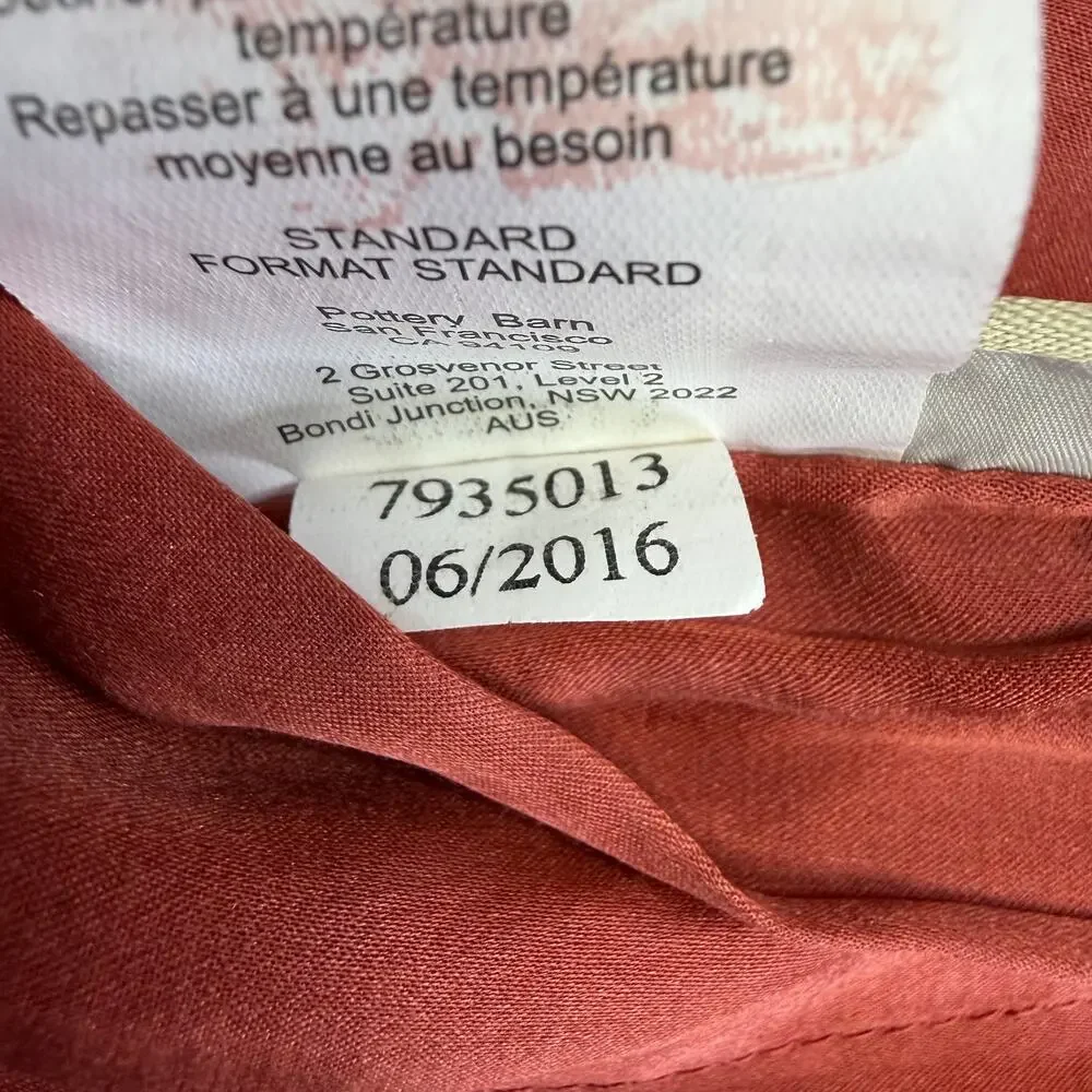POTTERY BARN Velvet & Silk Diamond Quilt Standard Shams Terracotta RARE 2016